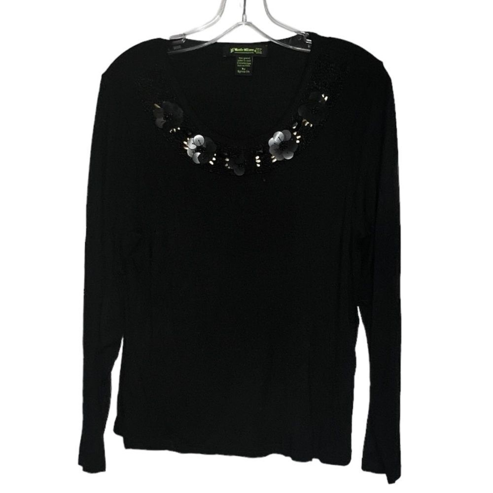 Monte Milano Beaded Black Top‎
